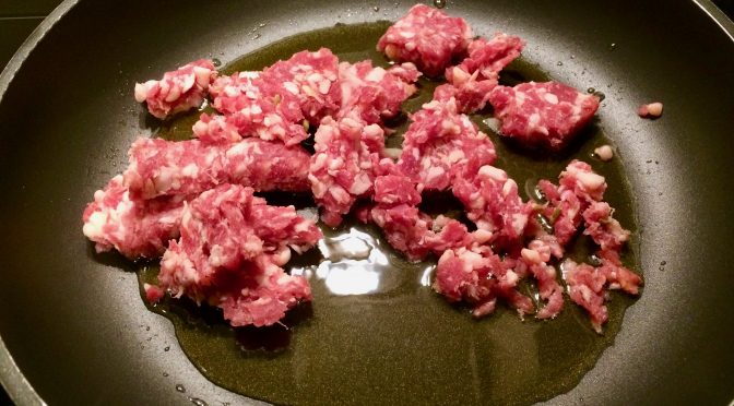 Fusili mit Salsiccia, Fenchel und Mandeln